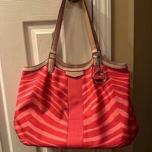 Coach Devin Zebra Stripe Shoulder Tote